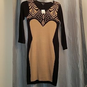 Black and tan sweater dress